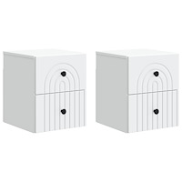 vidaXL Väggmonterat Sängbord med låda 2 pcs Vit 33 x 34,5 x 40 cm