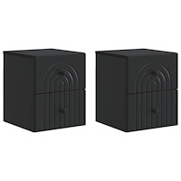 vidaXL Väggmonterat Sängbord med låda 2 pcs Svart 33 x 34,5 x 40 cm