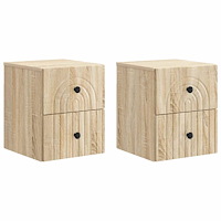 vidaXL Väggmonterat Sängbord 2 pcs Sonoma-ek 33 x 34,5 x 40 cm