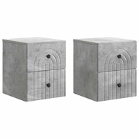 vidaXL Väggmonterat Sängbord 2 pcs Betonggrå 33 x 34,5 x 40 cm