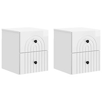 vidaXL Väggmonterat Sängbord 2 pcs Vit högglans 33 x 34,5 x 40 cm