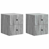 vidaXL Väggmonterat Sängbord 2 pcs Grå sonoma-ek 33 x 34,5 x 40 cm