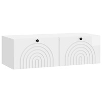 vidaXL Väggmonterad TV-bänk Väggmonterad Vit högglans 98 x 41 x 30 cm