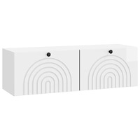 vidaXL Väggmonterad TV-bänk Väggmonterad Vit högglans 98 x 31 x 30 cm