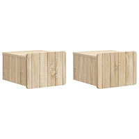 vidaXL Väggmonterat Sängbord 2 pcs Sonoma-ek 33 x 34,5 x 24 cm