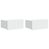 vidaXL Väggmonterat Sängbord med låda 2 pcs Vit 49 x 34,5 x 24 cm