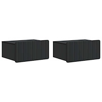 vidaXL Väggmonterat Sängbord med låda 2 pcs Svart 49 x 34,5 x 24 cm
