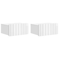 vidaXL Väggmonterat Sängbord 2 pcs Vit högglans 49 x 34,5 x 24 cm