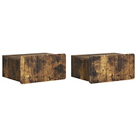 vidaXL Väggmonterat Sängbord med låda 2 pcs Rökt ek 49 x 34,5 x 24 cm