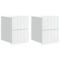 vidaXL Väggmonterat Sängbord med låda 2 pcs Vit 33 x 34,5 x 43 cm