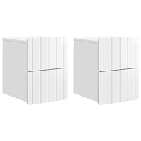 vidaXL Väggmonterat Sängbord 2 pcs Vit högglans 33 x 34,5 x 43 cm