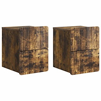 vidaXL Väggmonterat Sängbord med låda 2 pcs Rökt ek 33 x 34,5 x 43 cm