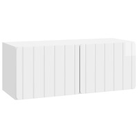 vidaXL Väggmonterad TV-bänk Vit högglans 78,5 x 31 x 30 cm