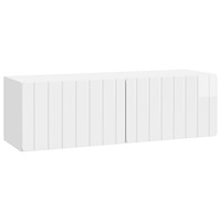 vidaXL Väggmonterad TV-bänk Väggmonterad Vit högglans 98 x 31 x 30 cm