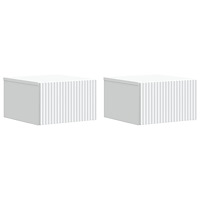 vidaXL Väggmonterat Sängbord med låda 2 pcs Vit 33 x 34,5 x 20 cm
