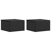 vidaXL Väggmonterat Sängbord med låda 2 pcs Svart 33 x 34,5 x 20 cm