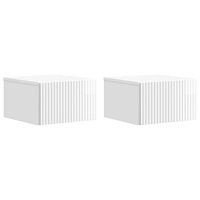 vidaXL Väggmonterat Sängbord 2 pcs Vit högglans 33 x 34,5 x 20 cm