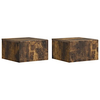 vidaXL Väggmonterat Sängbord med låda 2 pcs Rökt ek 33 x 34,5 x 20 cm