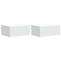 vidaXL Väggmonterat Sängbord med låda 2 pcs Vit 49 x 34,5 x 20 cm
