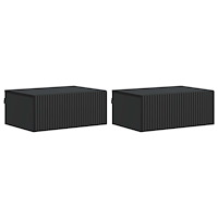 vidaXL Väggmonterat Sängbord med låda 2 pcs Svart 49 x 34,5 x 20 cm