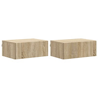 vidaXL Väggmonterat Sängbord 2 pcs Sonoma-ek 49 x 34,5 x 20 cm