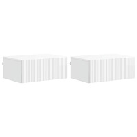 vidaXL Väggmonterat Sängbord 2 pcs Vit högglans 49 x 34,5 x 20 cm