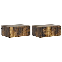 vidaXL Väggmonterat Sängbord med låda 2 pcs Rökt ek 49 x 34,5 x 20 cm