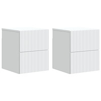 vidaXL Väggmonterat Sängbord med låda 2 pcs Vit 33 x 34,5 x 40 cm