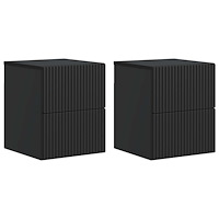 vidaXL Väggmonterat Sängbord med låda 2 pcs Svart 33 x 34,5 x 40 cm
