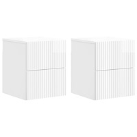 vidaXL Väggmonterat Sängbord 2 pcs Vit högglans 33 x 34,5 x 40 cm