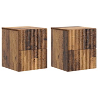 vidaXL Väggmonterat Sängbord 2 pcs Gammalt trä 33 x 34,5 x 40 cm