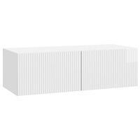vidaXL Väggmonterad TV-bänk Väggmonterad Vit högglans 98 x 41 x 30 cm