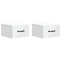 vidaXL Väggmonterat Sängbord med låda 2 pcs Vit 34,5 x 33 x 20 cm