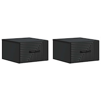 vidaXL Väggmonterat Sängbord med låda 2 pcs Svart 34,5 x 33 x 20 cm