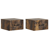 vidaXL Väggmonterat Sängbord med låda 2 pcs Rökt ek 34,5 x 33 x 20 cm