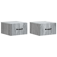 vidaXL Väggmonterat Sängbord 2 pcs Grå sonoma-ek 34,5 x 33 x 20 cm