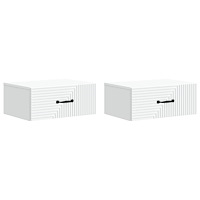 vidaXL Väggmonterat Sängbord med låda 2 pcs Vit 49 x 34,5 x 20 cm