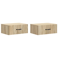 vidaXL Väggmonterat Sängbord 2 pcs Sonoma-ek 49 x 34,5 x 20 cm