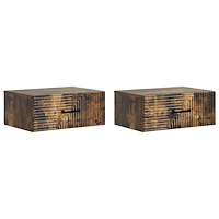 vidaXL Väggmonterat Sängbord med låda 2 pcs Rökt ek 49 x 34,5 x 20 cm