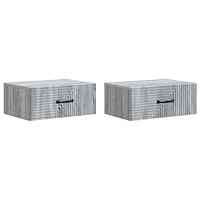vidaXL Väggmonterat Sängbord 2 pcs Grå sonoma-ek 49 x 34,5 x 20 cm