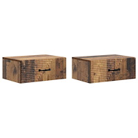 vidaXL Väggmonterat Sängbord 2 pcs Gammalt trä 49 x 34,5 x 20 cm