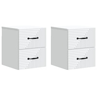 vidaXL Väggmonterat Sängbord med låda 2 pcs Vit 34,5 x 33 x 40 cm