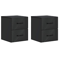 vidaXL Väggmonterat Sängbord med låda 2 pcs Svart 34,5 x 33 x 40 cm