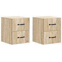 vidaXL Väggmonterat Sängbord 2 pcs Sonoma-ek 34,5 x 33 x 40 cm
