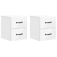 vidaXL Väggmonterat Sängbord 2 pcs Vit högglans 34,5 x 33 x 40 cm