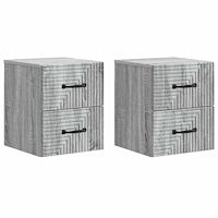 vidaXL Väggmonterat Sängbord 2 pcs Grå sonoma-ek 34,5 x 33 x 40 cm