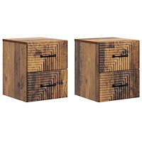 vidaXL Väggmonterat Sängbord 2 pcs Gammalt trä 34,5 x 33 x 40 cm