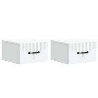 vidaXL Väggmonterat Sängbord med låda 2 pcs Vit 34,5 x 33 x 20 cm