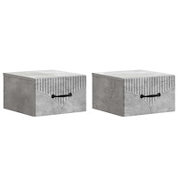 vidaXL Väggmonterat Sängbord 2 pcs Betonggrå 34,5 x 33 x 20 cm