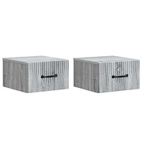 vidaXL Väggmonterat Sängbord 2 pcs Grå sonoma-ek 34,5 x 33 x 20 cm
